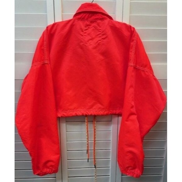 Urban Outfitters Orange Cropped Jacket With Drawstring Waist & Button Front - Picture 2 of 3